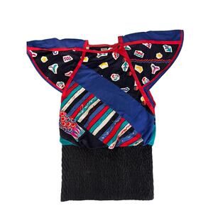 094 Vintage Jeanne Marc Abstract Patchwork Dress Women’s Small Multicolor 80s